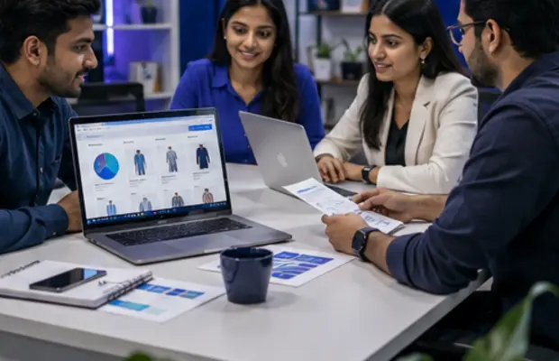 Digital team reviewing e-commerce, content and email marketing performance