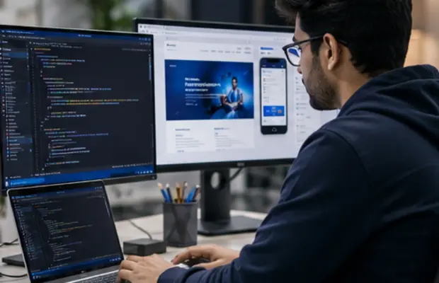 Professional website developer creating a responsive business website